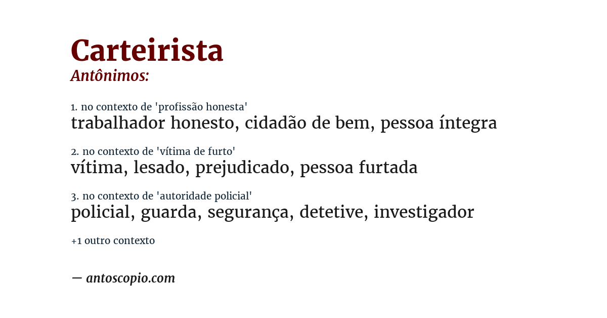 Antônimo de carteirista