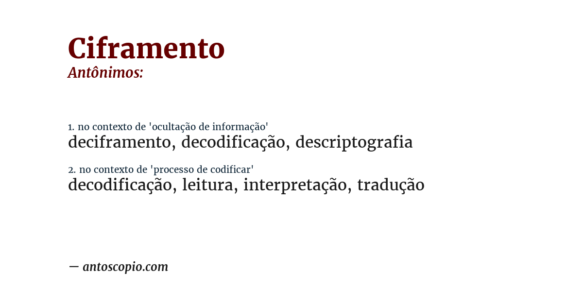 Antônimo de ciframento