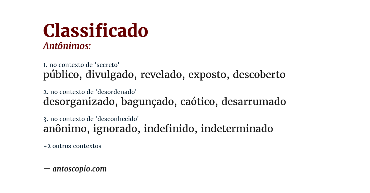Antônimo de classificado