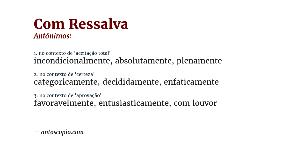 Antônimo de com ressalva