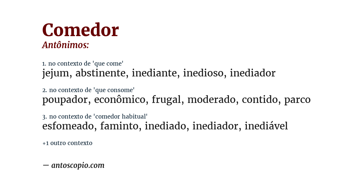 Antônimo de comedor
