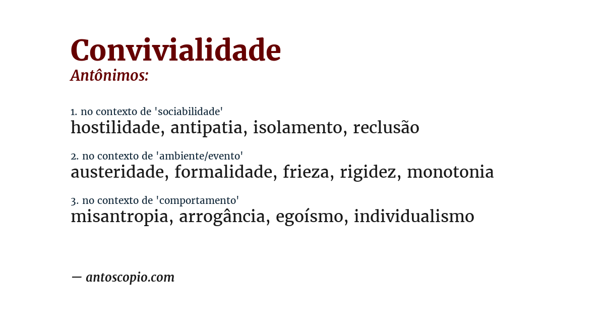 Antônimo de convivialidade