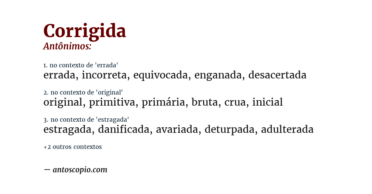Antônimo de corrigida