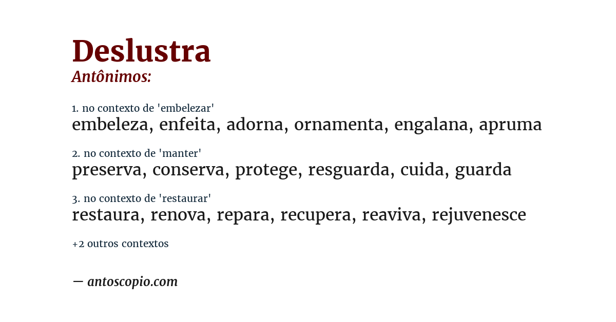 Antônimo de deslustra
