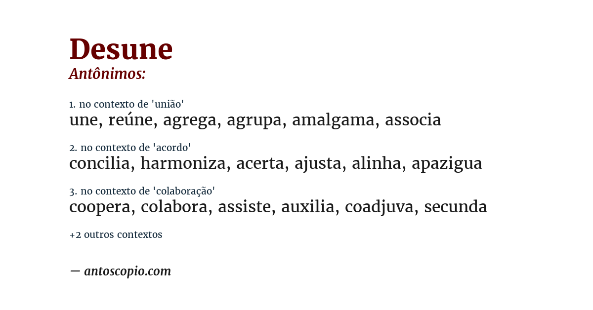 Antônimo de desune