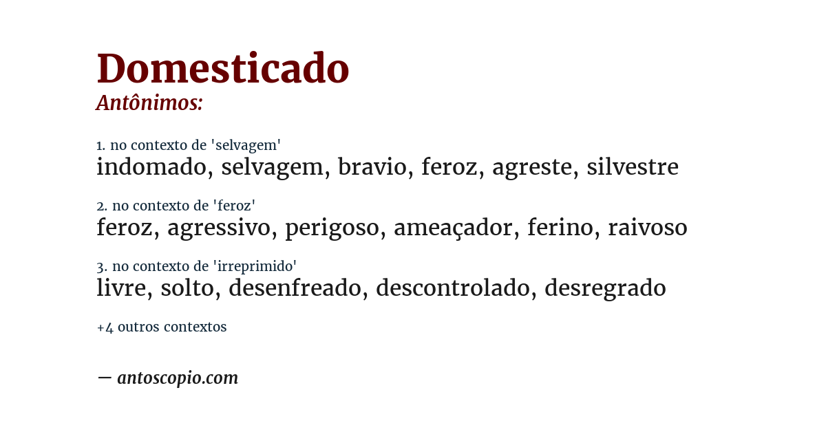 Antônimo de domesticado
