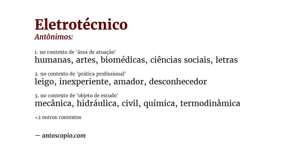 Antônimo de eletrotécnico