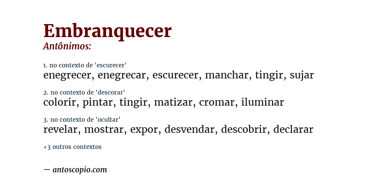 Antônimo de embranquecer