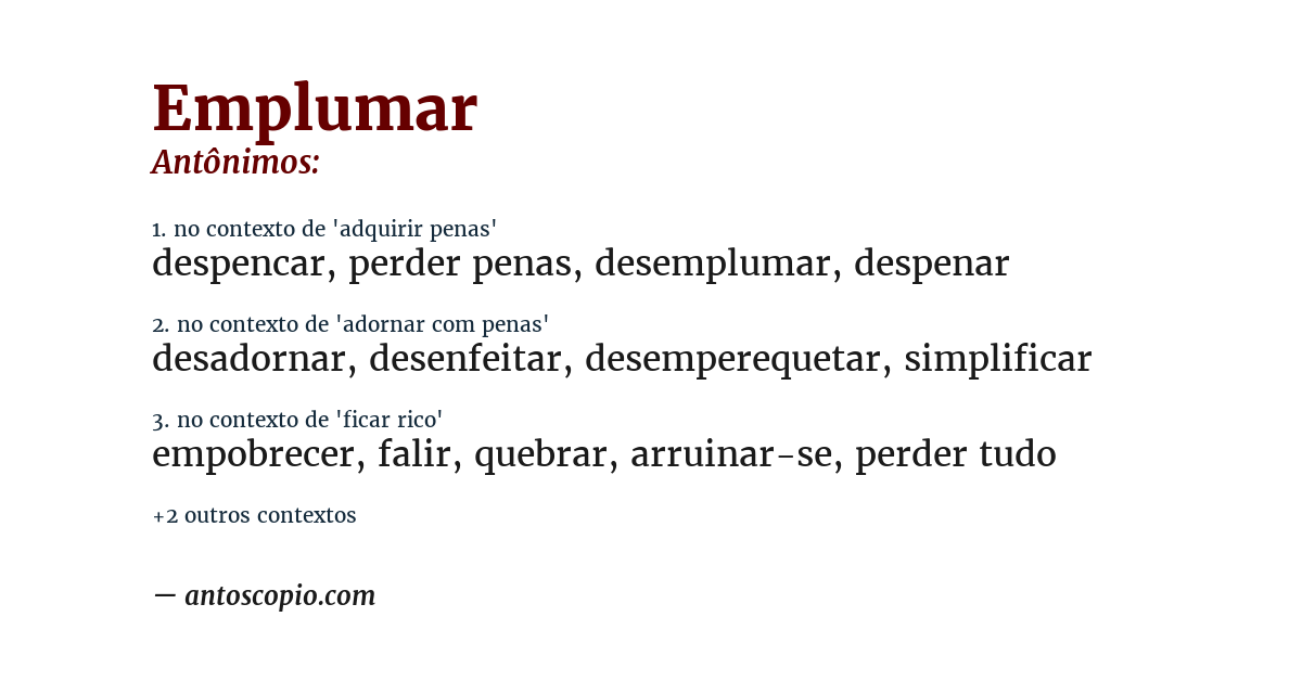 Antônimo de emplumar