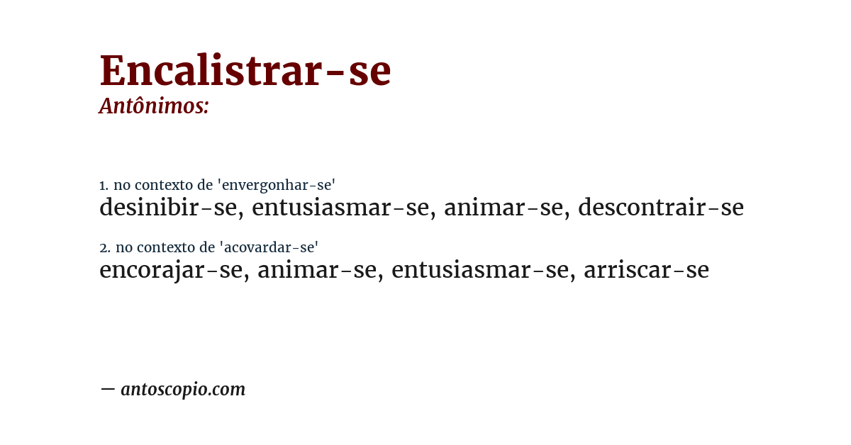 Antônimo de encalistrar-se