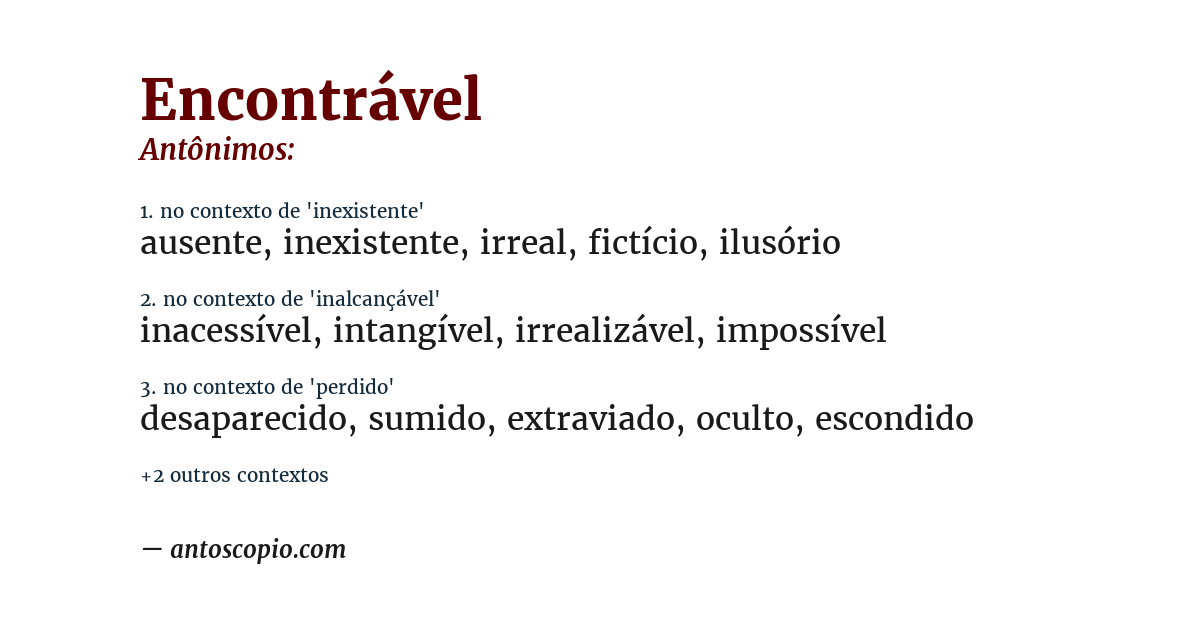 Antônimo de encontrável