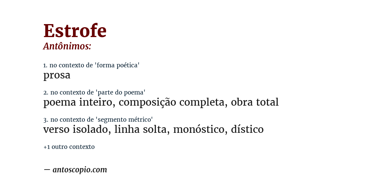 Antônimo de estrofe