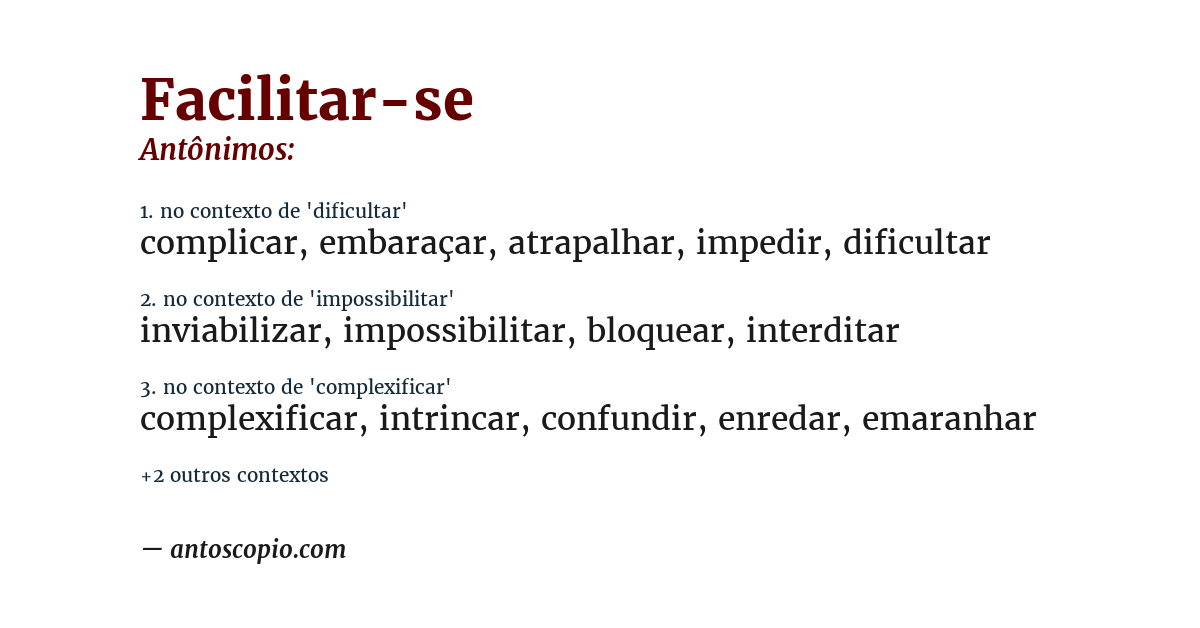 Antônimo de facilitar-se