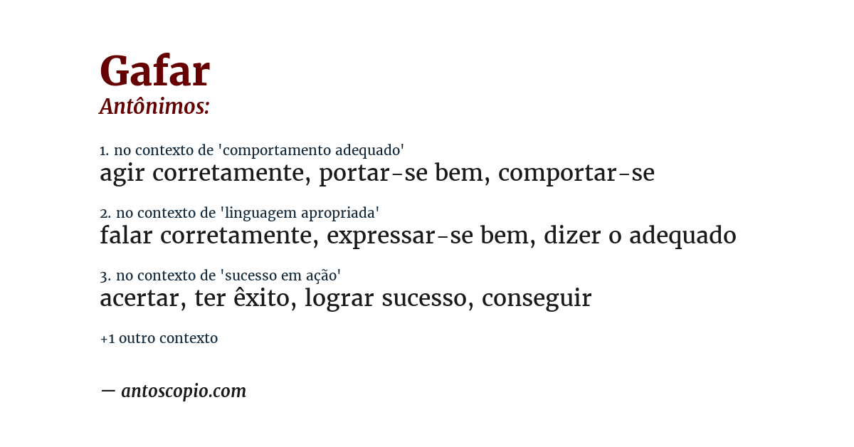 Antônimo de gafar