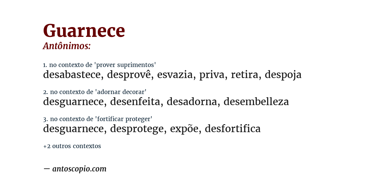 Antônimo de guarnece
