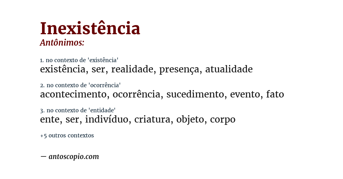 Antônimo de inexistência