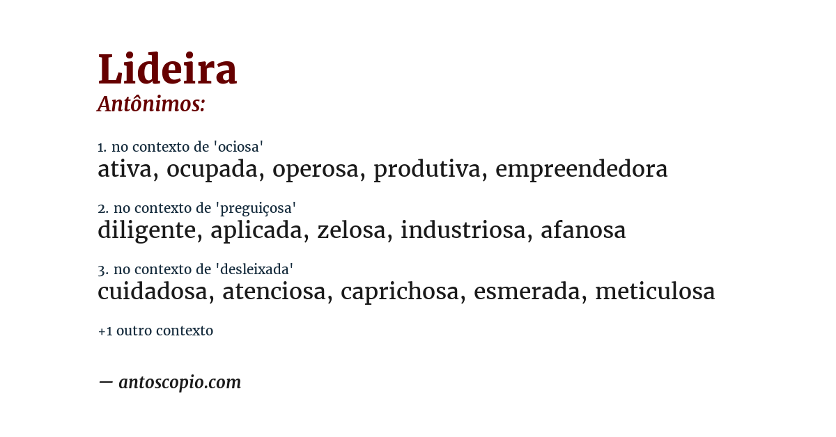 Antônimo de lideira