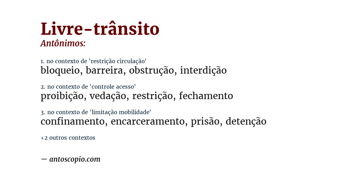 Antônimo de livre-trânsito
