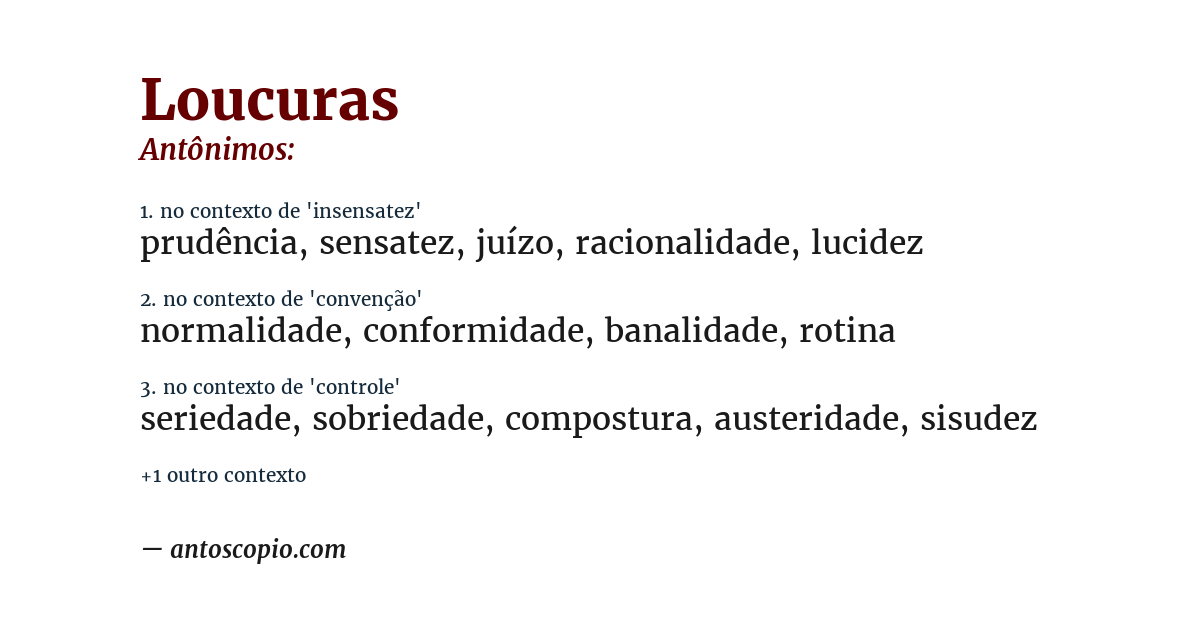 Antônimo de loucuras