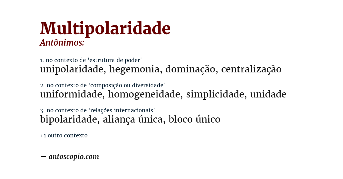 Antônimo de multipolaridade