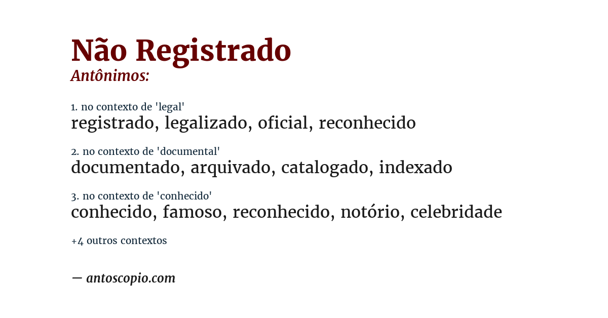 Antônimo de não registrado