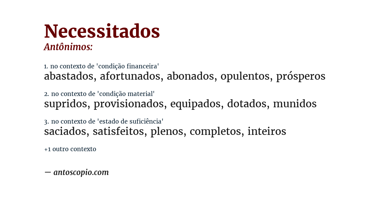 Antônimo de necessitados