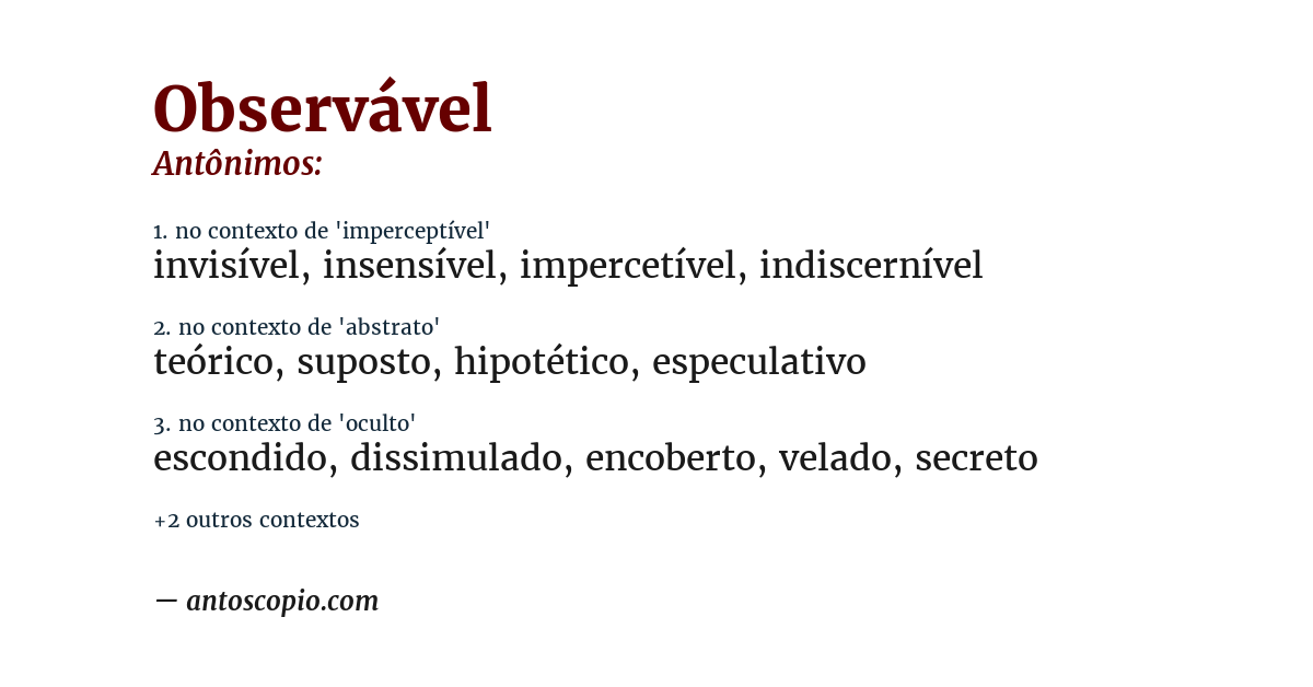 Antônimo de observável