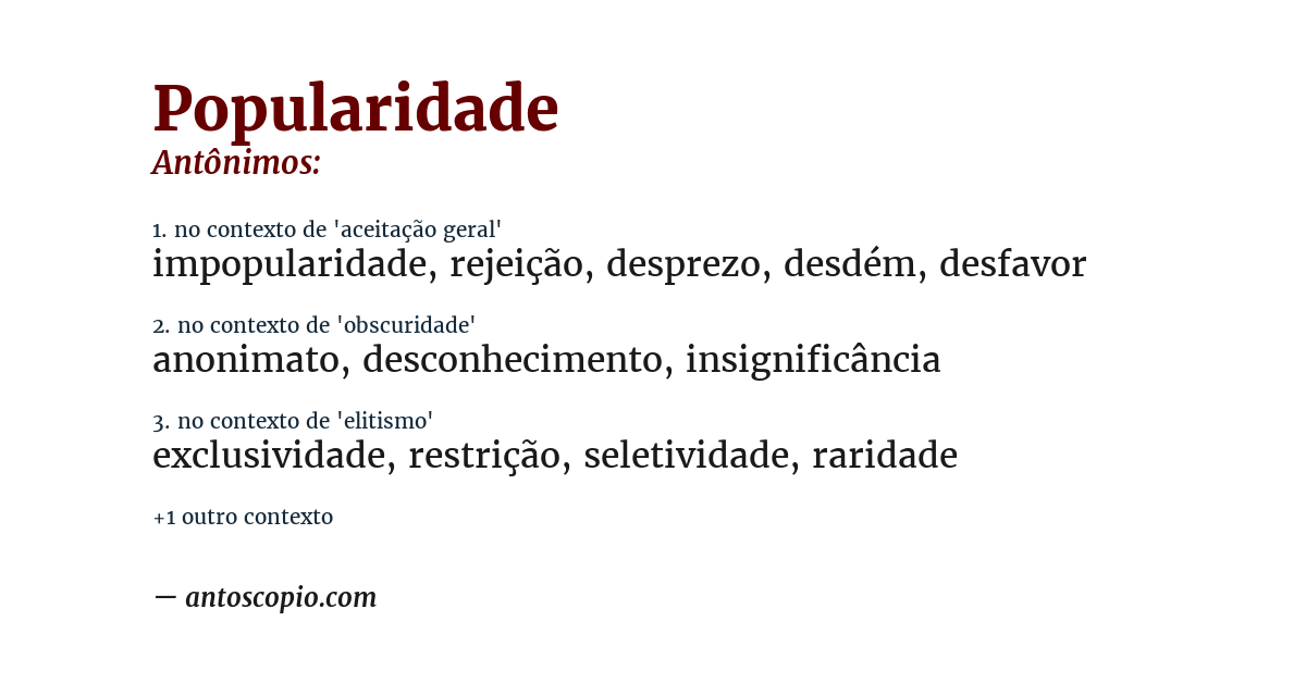Antônimo de popularidade