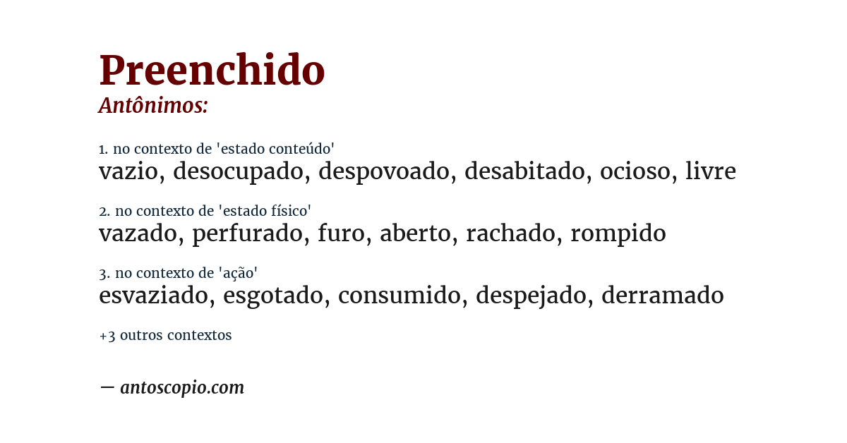 Antônimo de preenchido