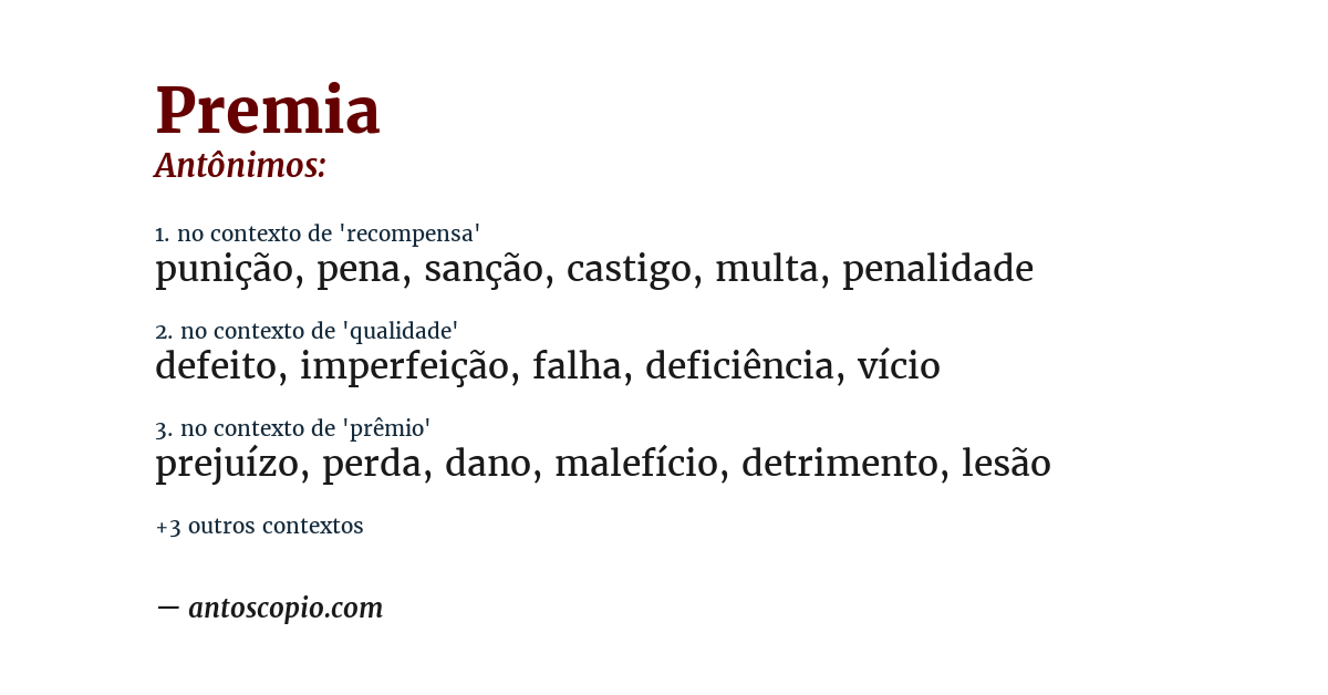 Antônimo de premia