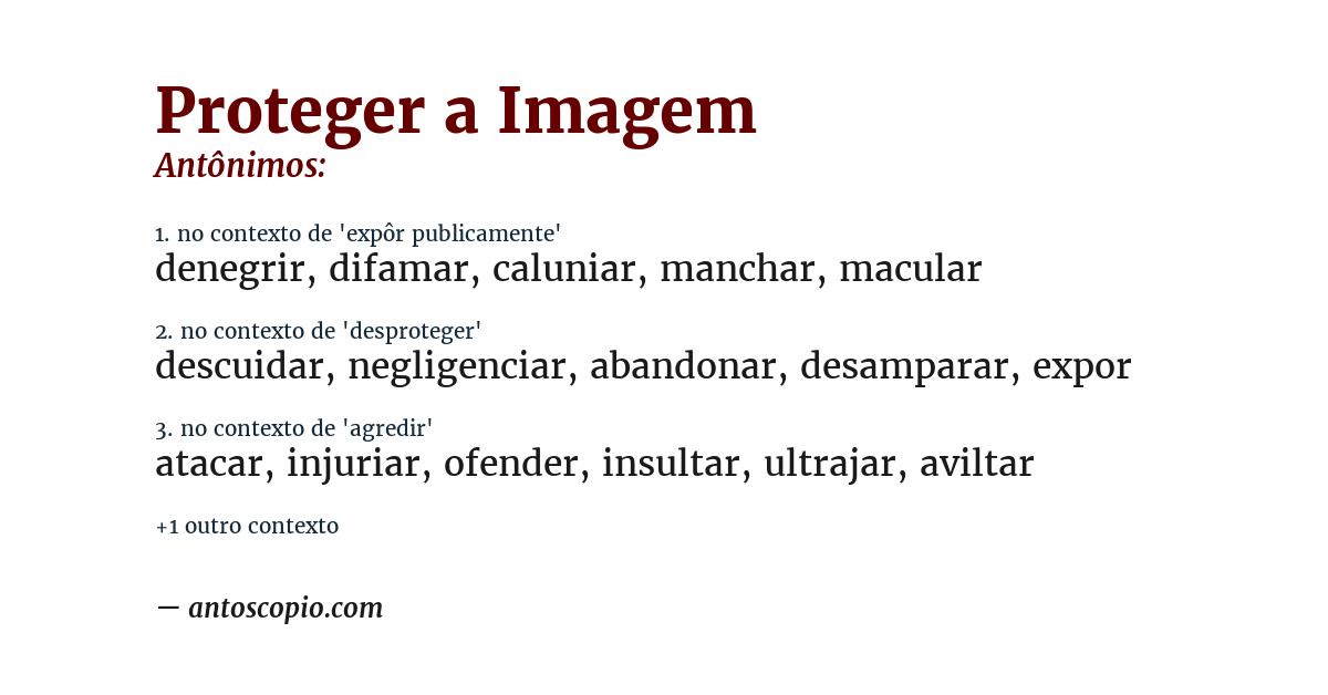Antônimo de proteger a imagem