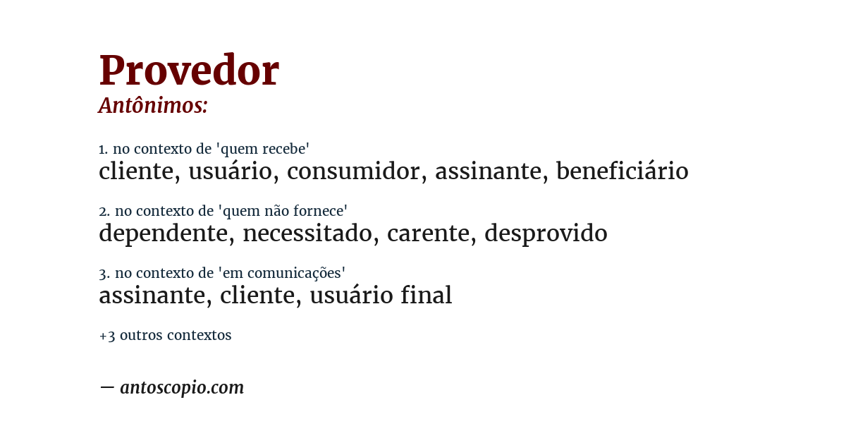 Antônimo de provedor