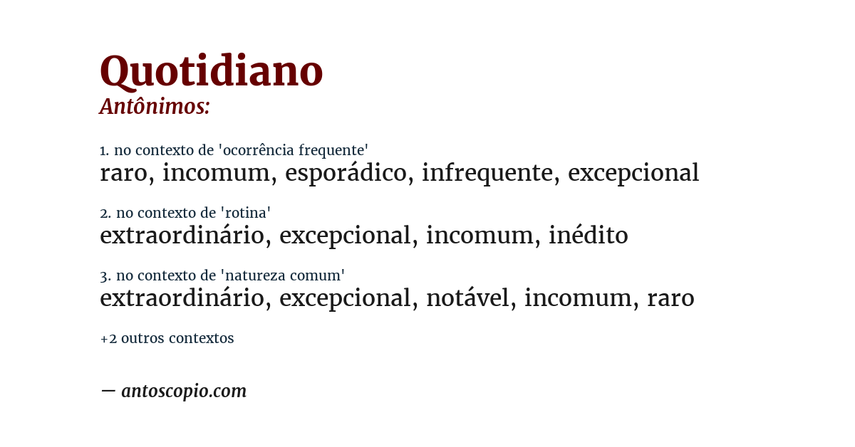 Antônimo de quotidiano