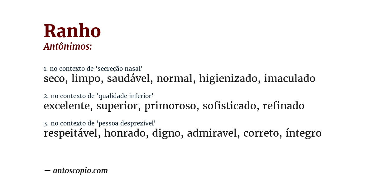 Antônimo de ranho