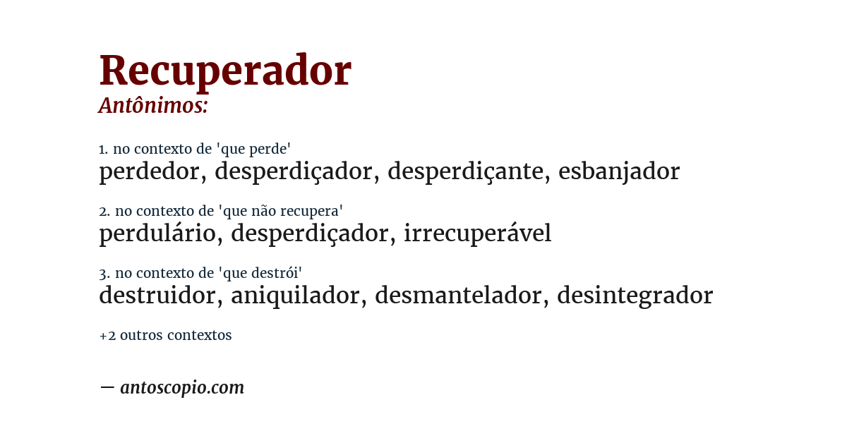 Antônimo de recuperador