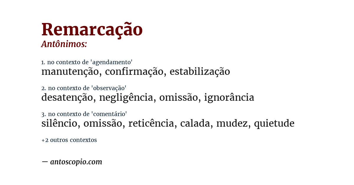 Antônimo de remarcação