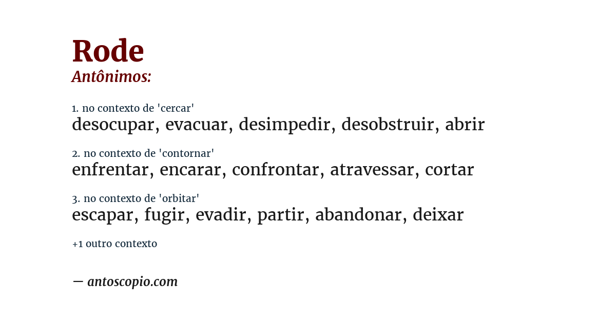 Antônimo de rode