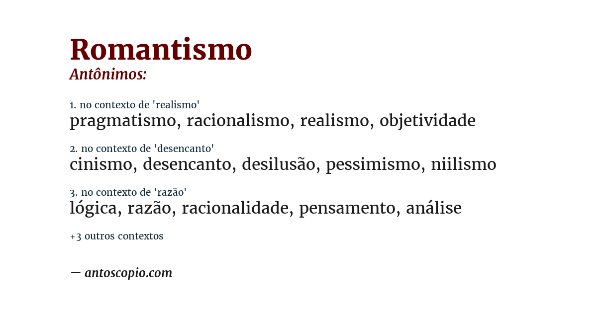 Antônimo de romantismo