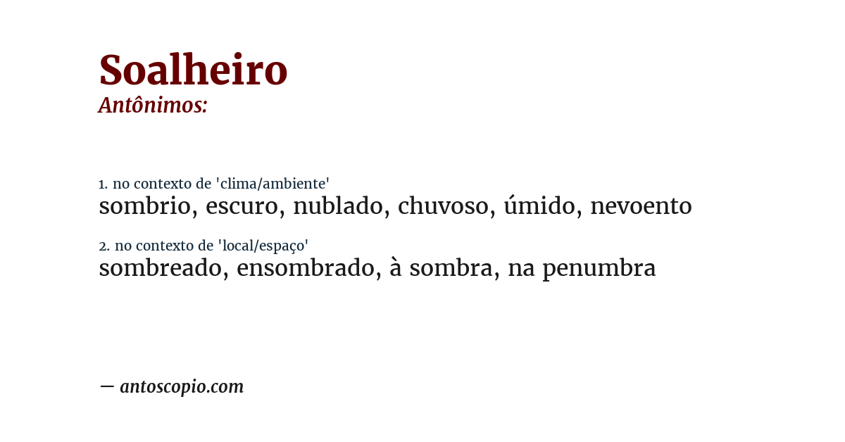 Antônimo de soalheiro