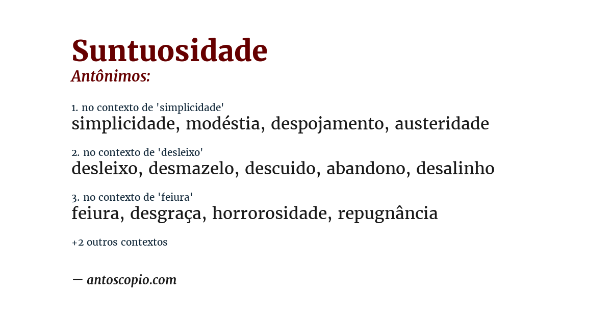 Antônimo de suntuosidade