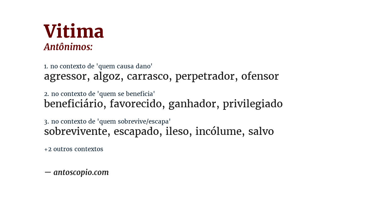 Antônimo de vitima