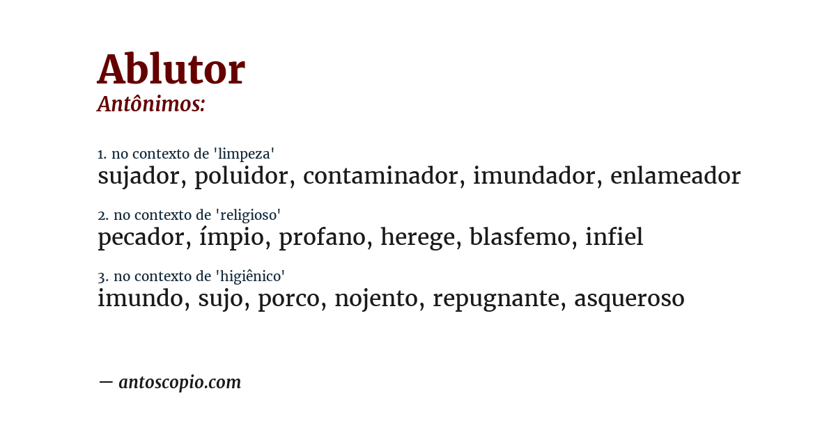 Antônimo de ablutor