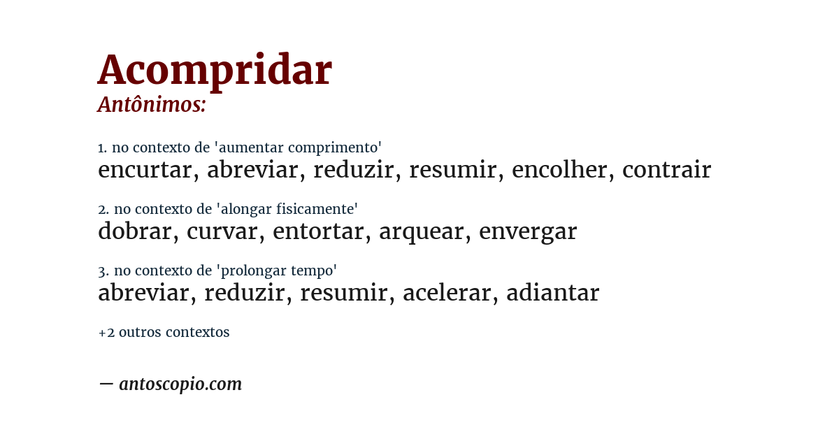 Antônimo de acompridar