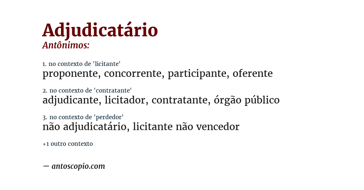Antônimo de adjudicatário