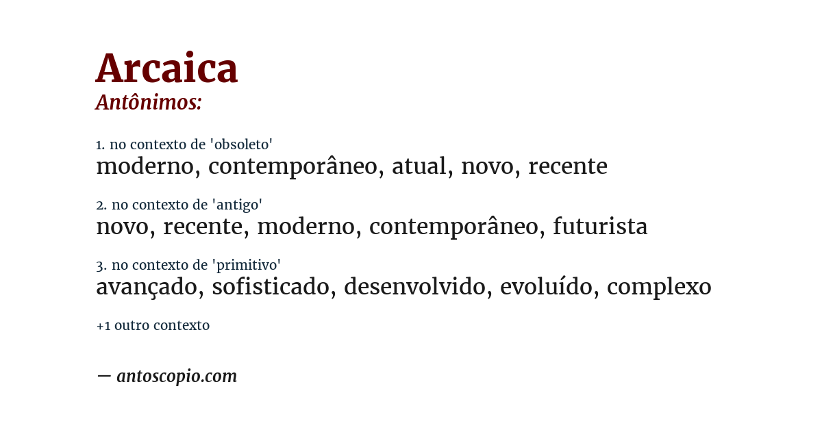 Antônimo de arcaica