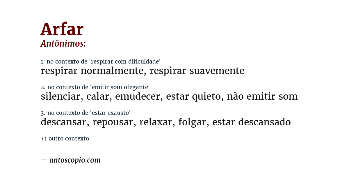 Antônimo de arfar