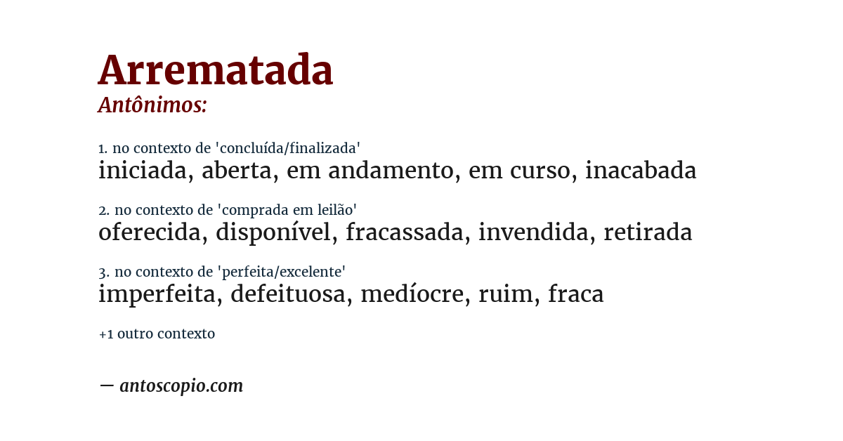 Antônimo de arrematada