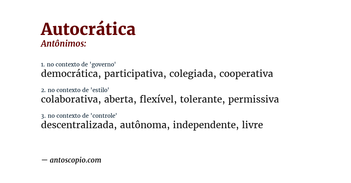 Antônimo de autocrática