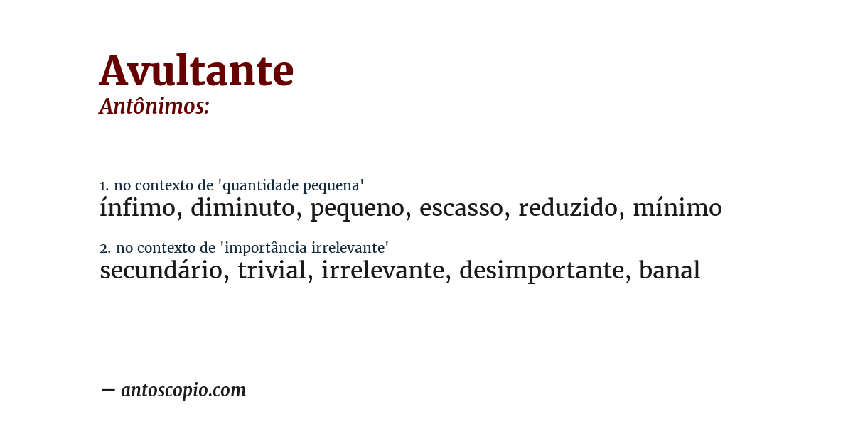 Antônimo de avultante