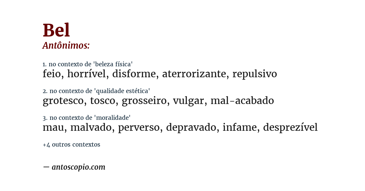 Antônimo de bel